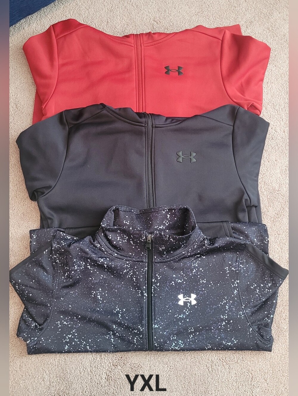 Under Armour 3 Full Zip Jackets - Red, Black, Speckled Black